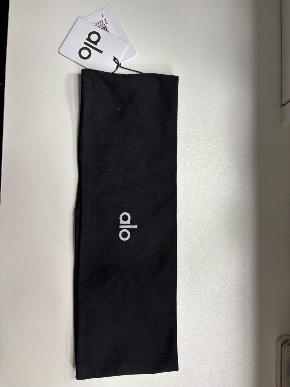 ALO Yoga Black Performance Headband with Logo